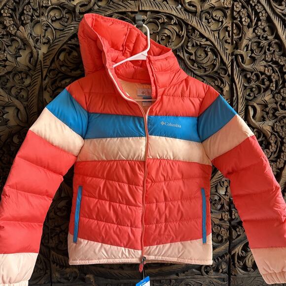 Columbia Kids Other - Columbia Girls' Coral & Blue Colorblock Puffer Jacket